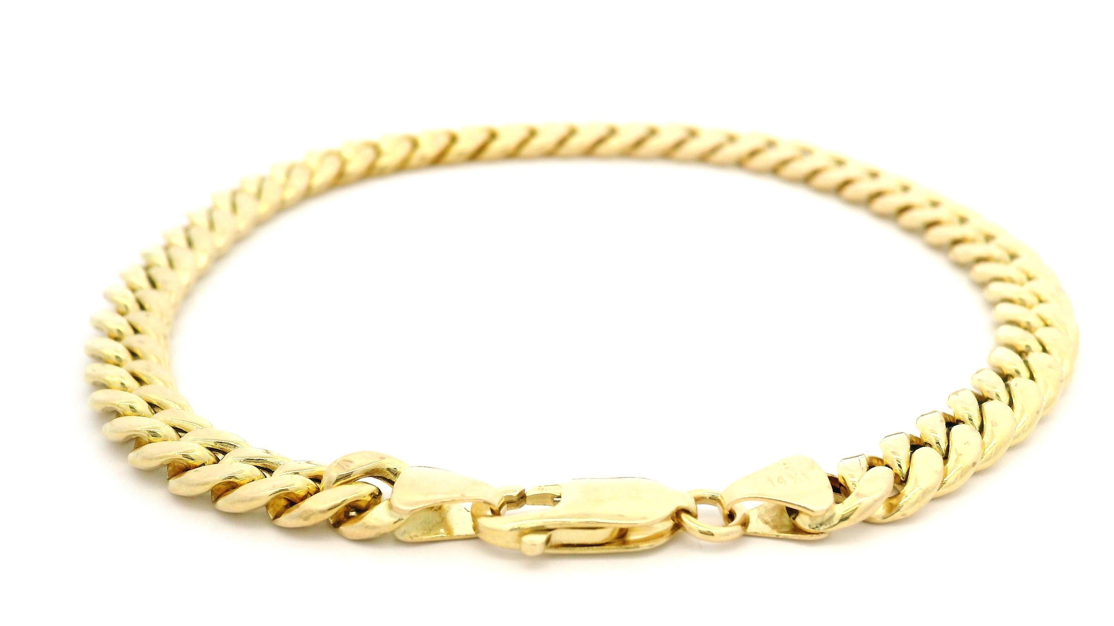 Pulsera de cadena de eslabones cubanos Miami de oro amarillo de 14k para hombre de 6,10 mm en Excelente estado para la venta en Montclair, NJ