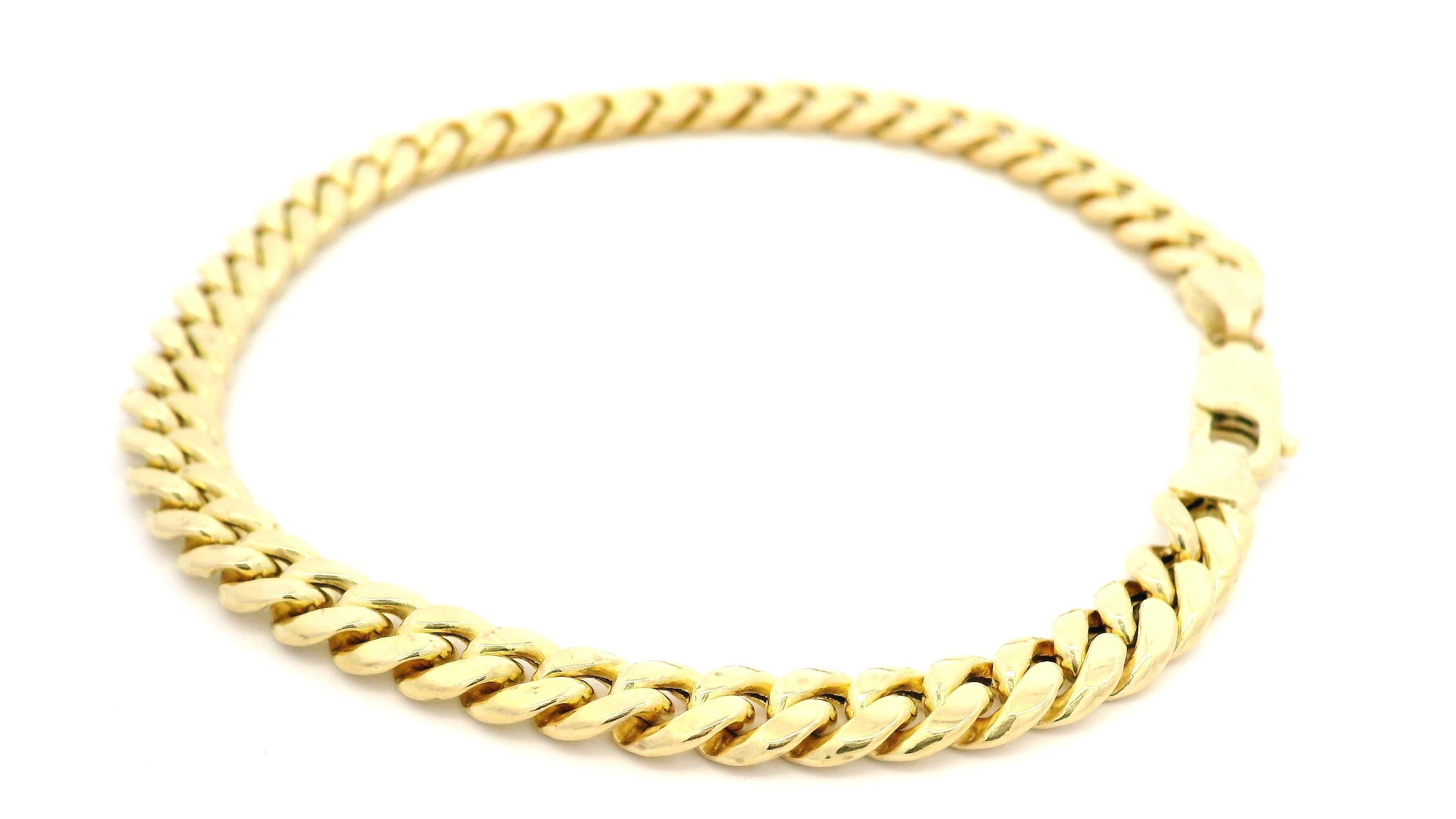 De los hombres Pulsera de cadena de eslabones cubanos Miami de oro amarillo de 14k para hombre de 6,10 mm en venta