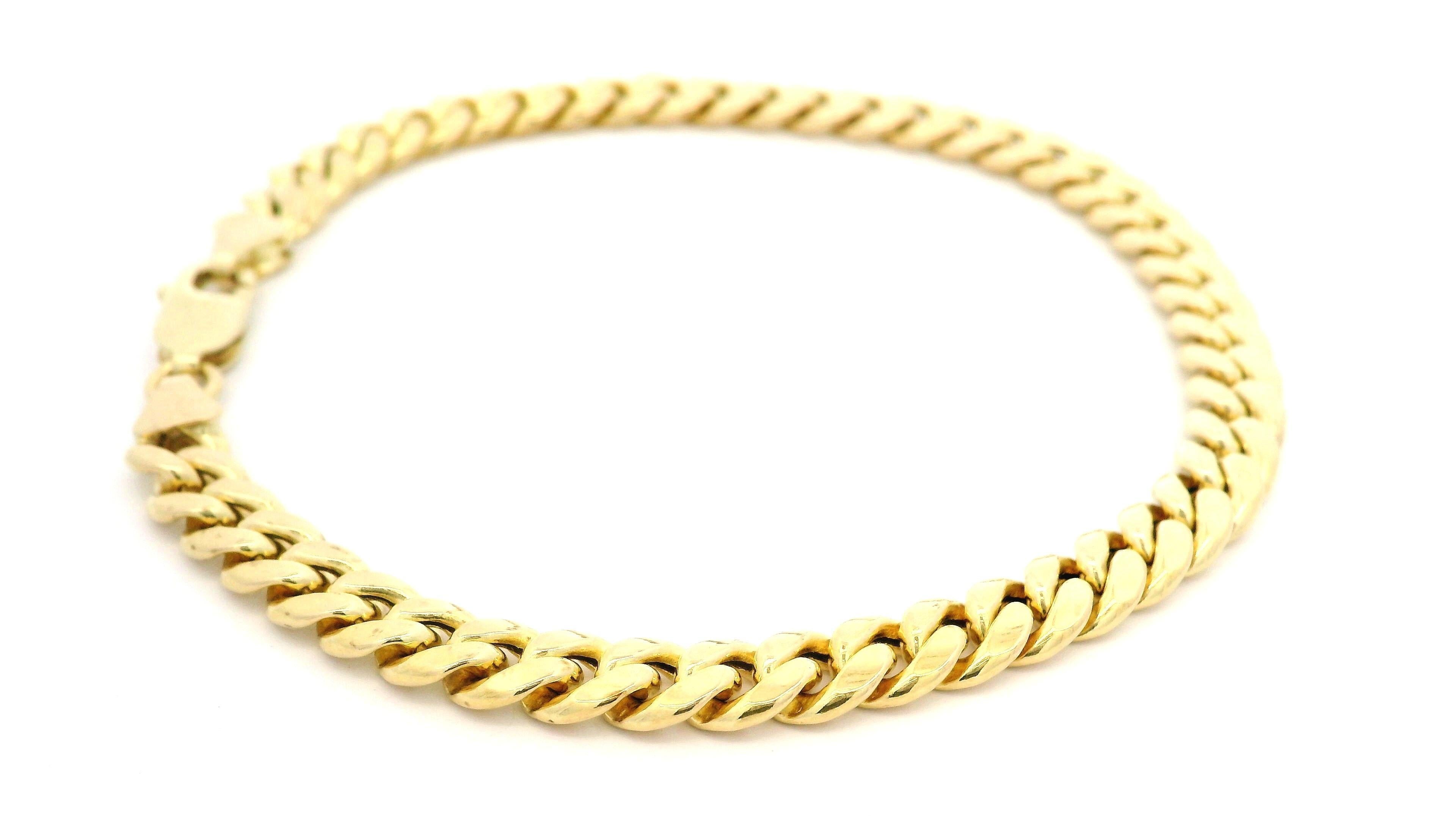 Pulsera de cadena de eslabones cubanos Miami de oro amarillo de 14k para hombre de 6,10 mm en venta 1