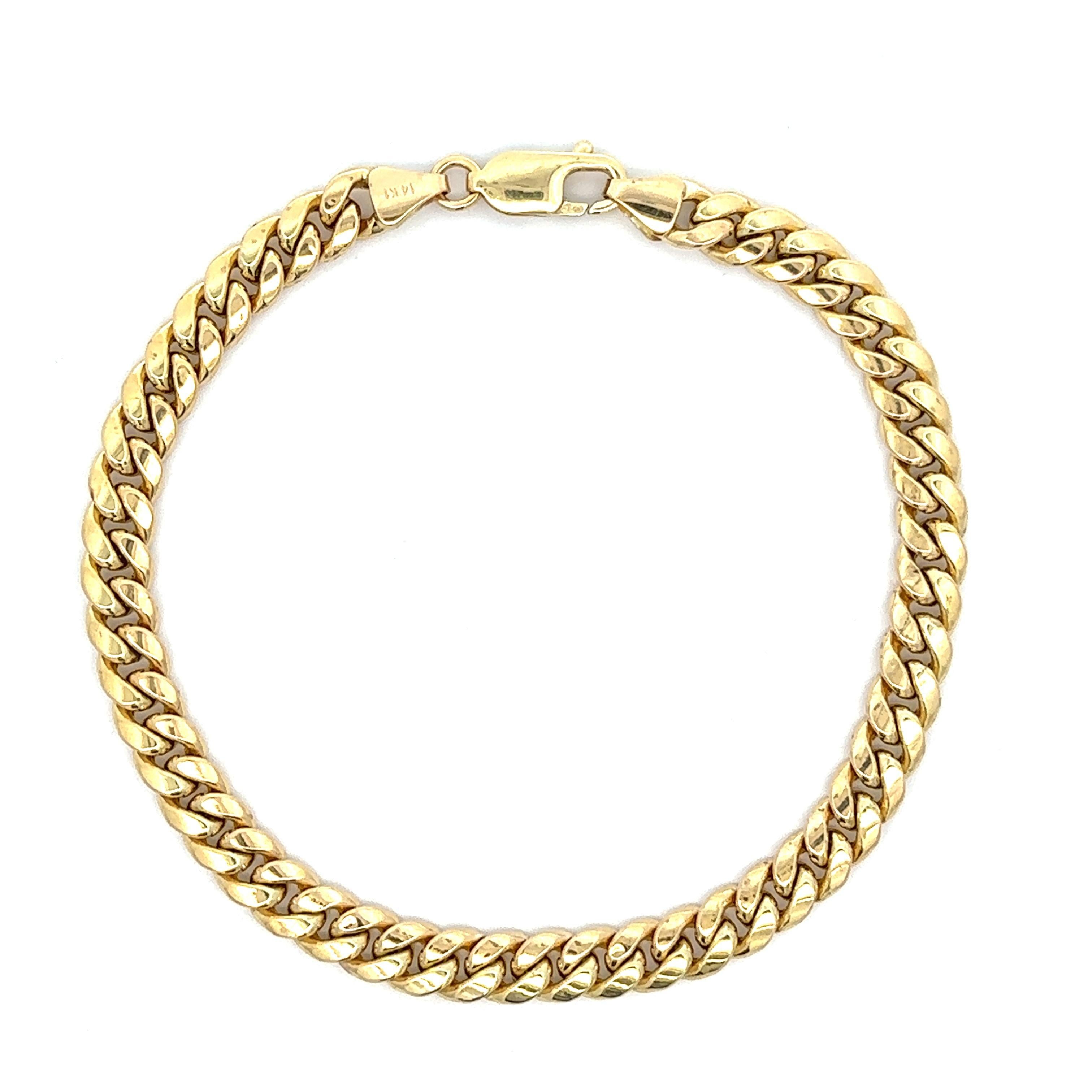 Pulsera de cadena de eslabones cubanos Miami de oro amarillo de 14k para hombre de 6,10 mm en venta 2