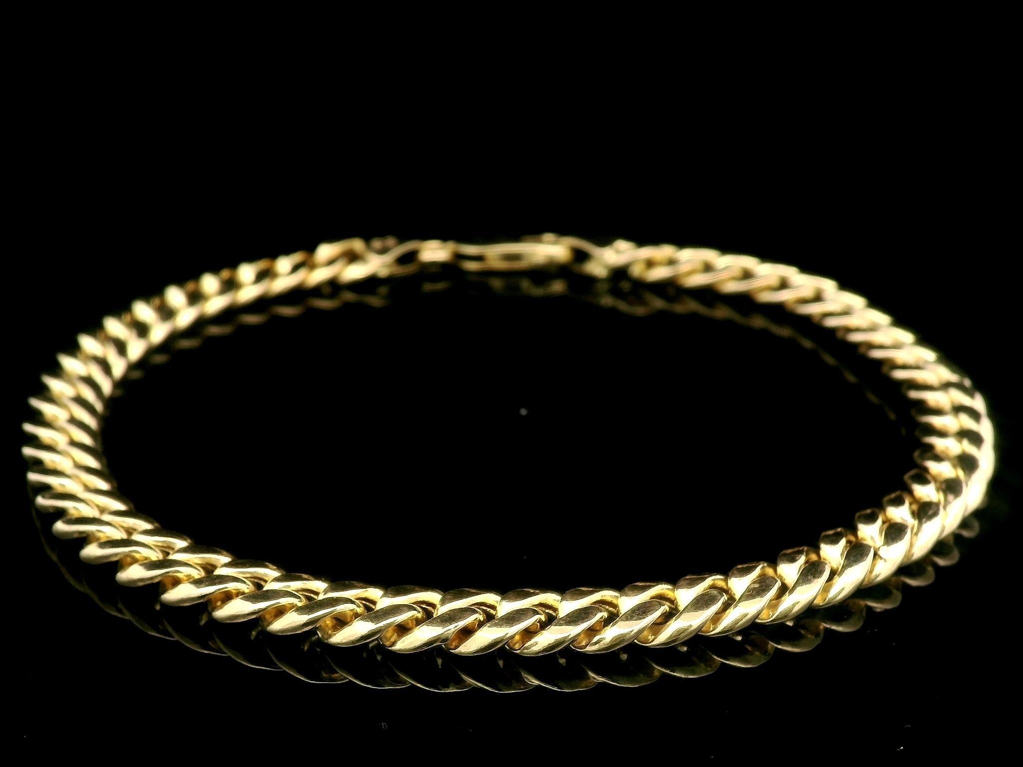 Pulsera de cadena de eslabones cubanos Miami de oro amarillo de 14k para hombre de 6,10 mm en venta 3