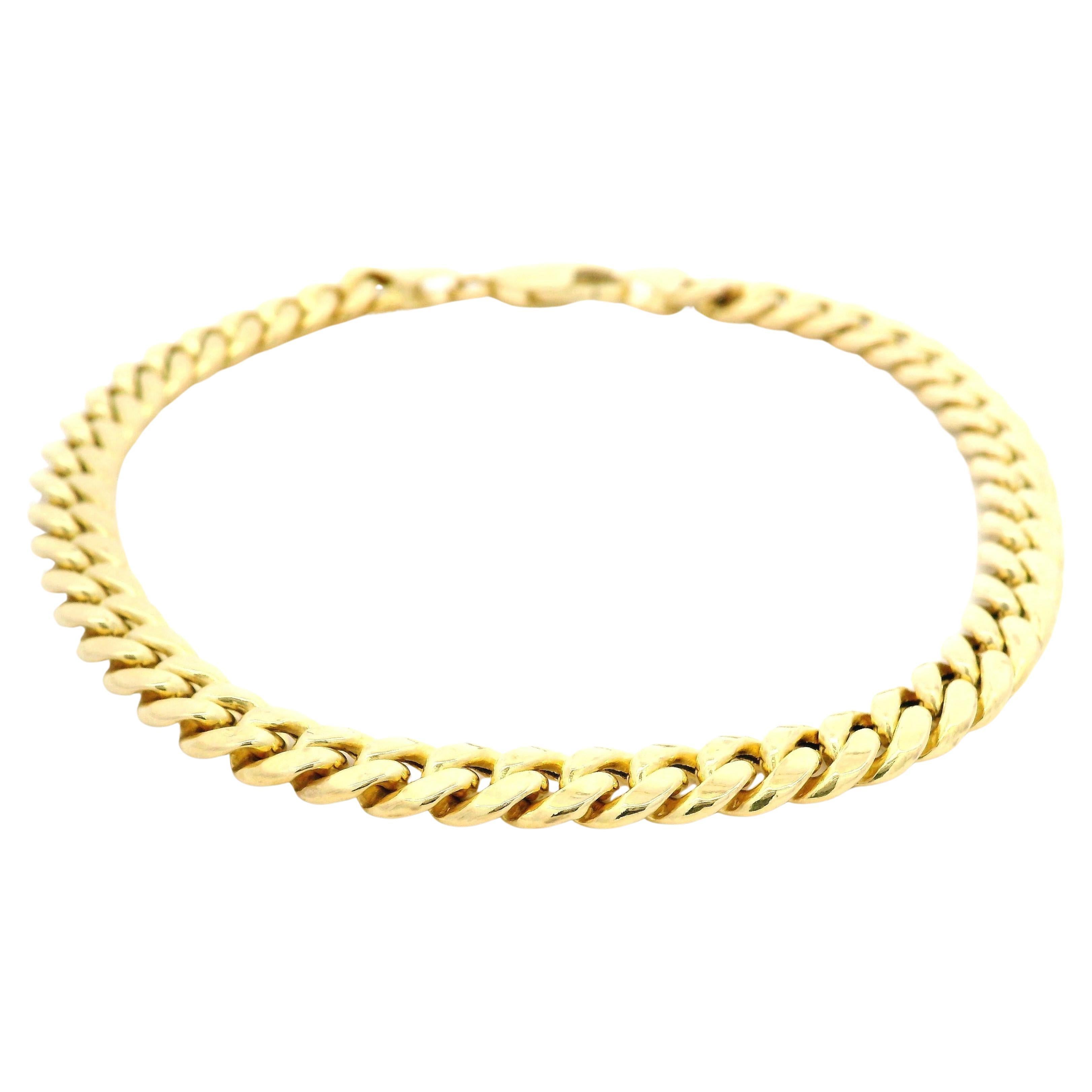 Pulsera de cadena de eslabones cubanos Miami de oro amarillo de 14k para hombre de 6,10 mm