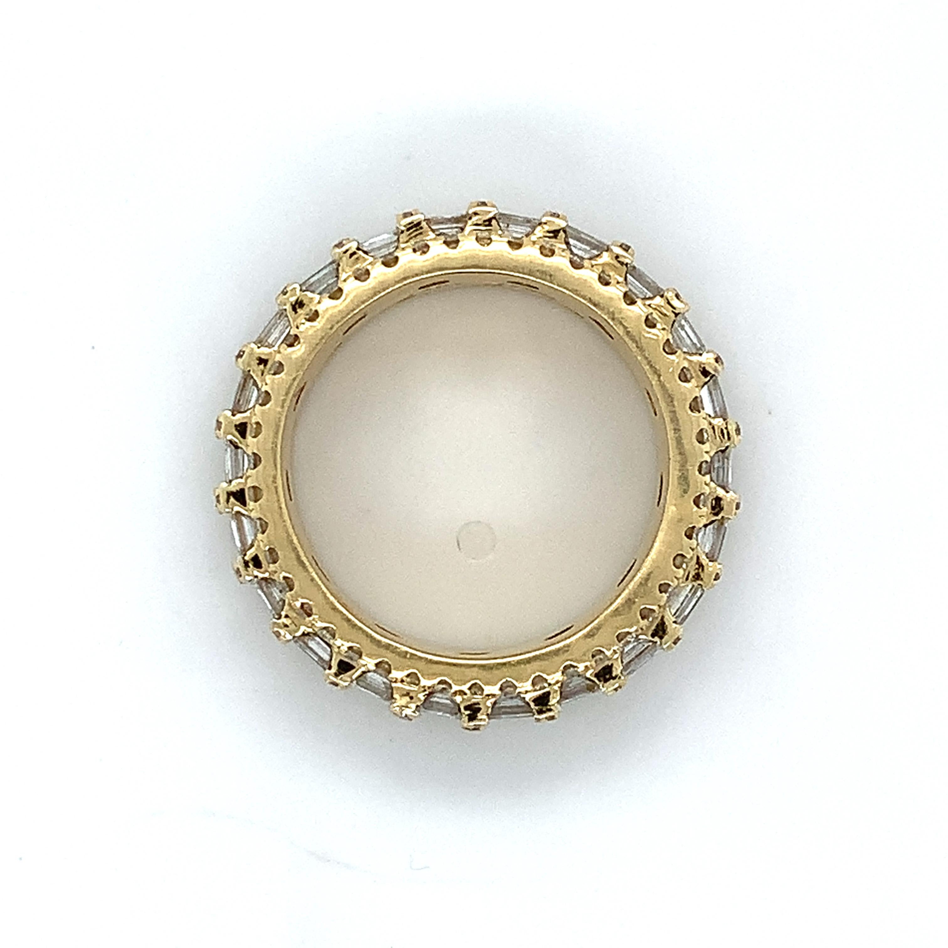 Herren 14k Gelbgold Baguette-Diamant & runder Diamant Eternity-Ring 4cttw (Baguetteschliff)