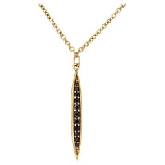 Collier pendentif en or jaune 14K avec diamant noir pour homme par Shlomit Rogel