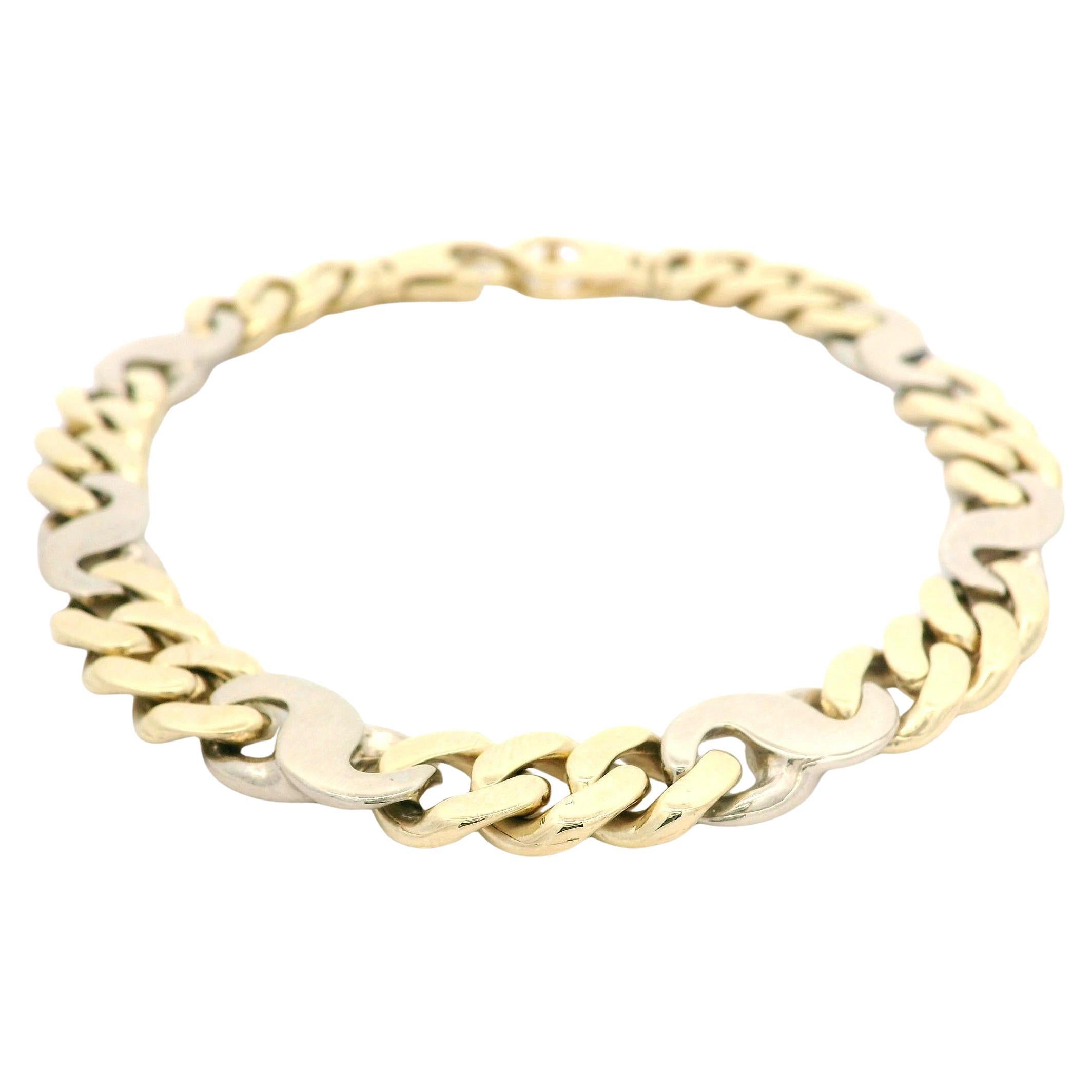 Men's 14k Yellow Gold Cuban Link w/ White Gold Infinity Figure 8 Link Bracelet
