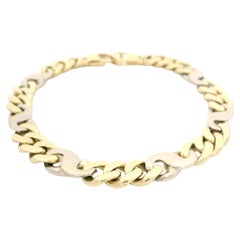Men's 14k Yellow Gold Cuban Link w/ White Gold Infinity Figure 8 Link Bracelet