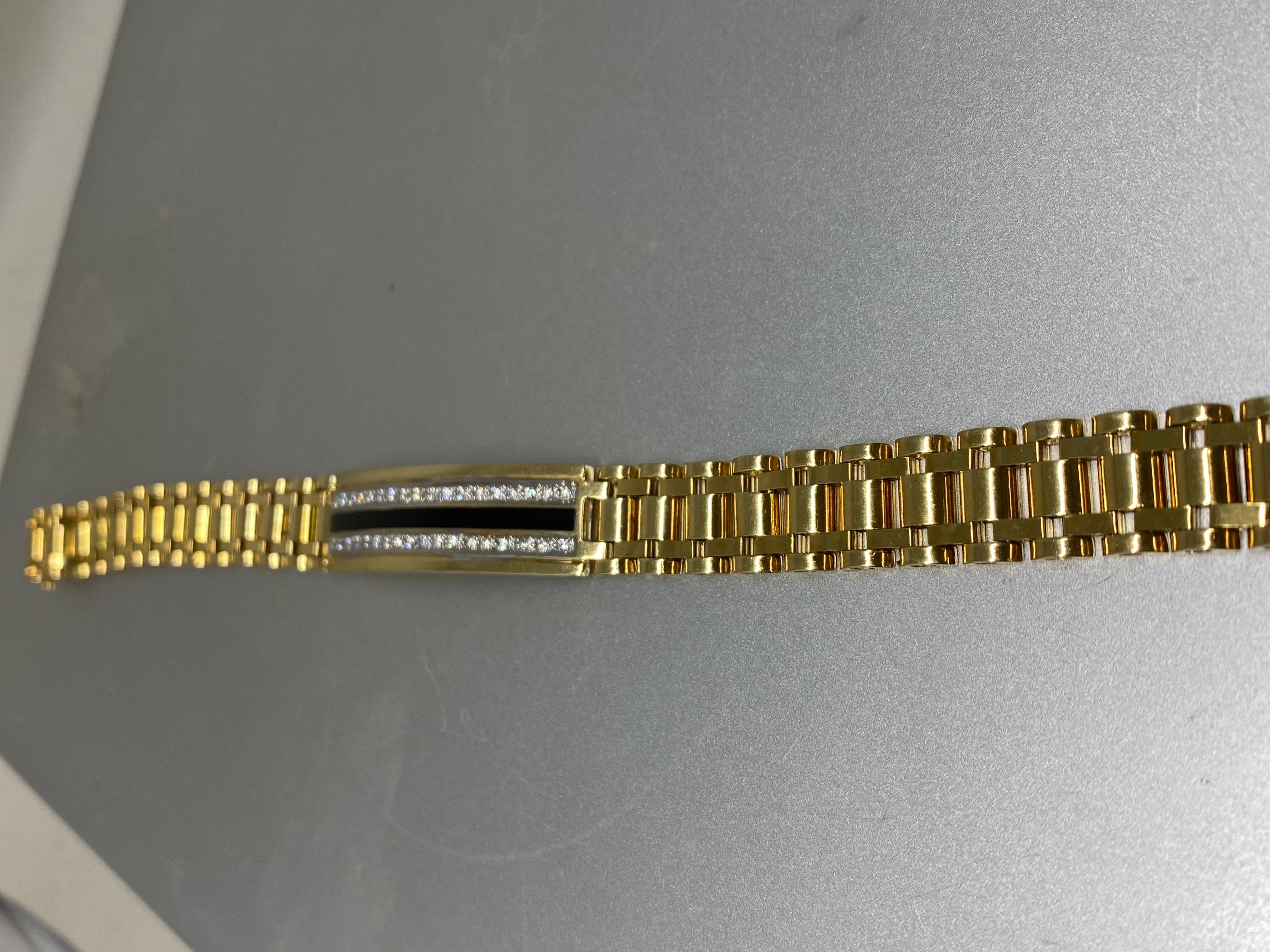 Bracelet de montre Jubilee en or jaune 14k, diamants et émail pour hommes en vente 3