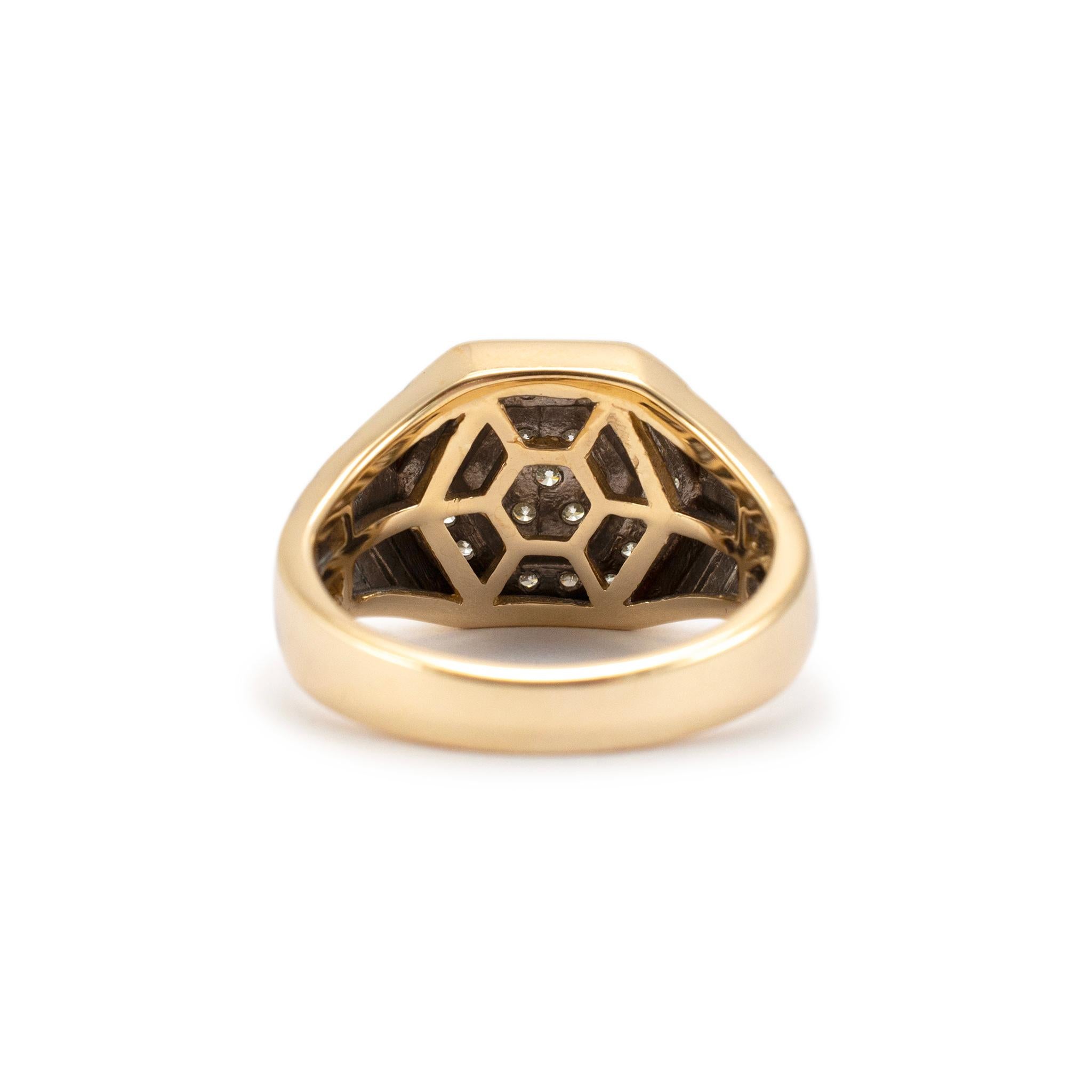 Men’s 14K Yellow Gold Hexagon Shaped Diamond Cocktail Ring 2