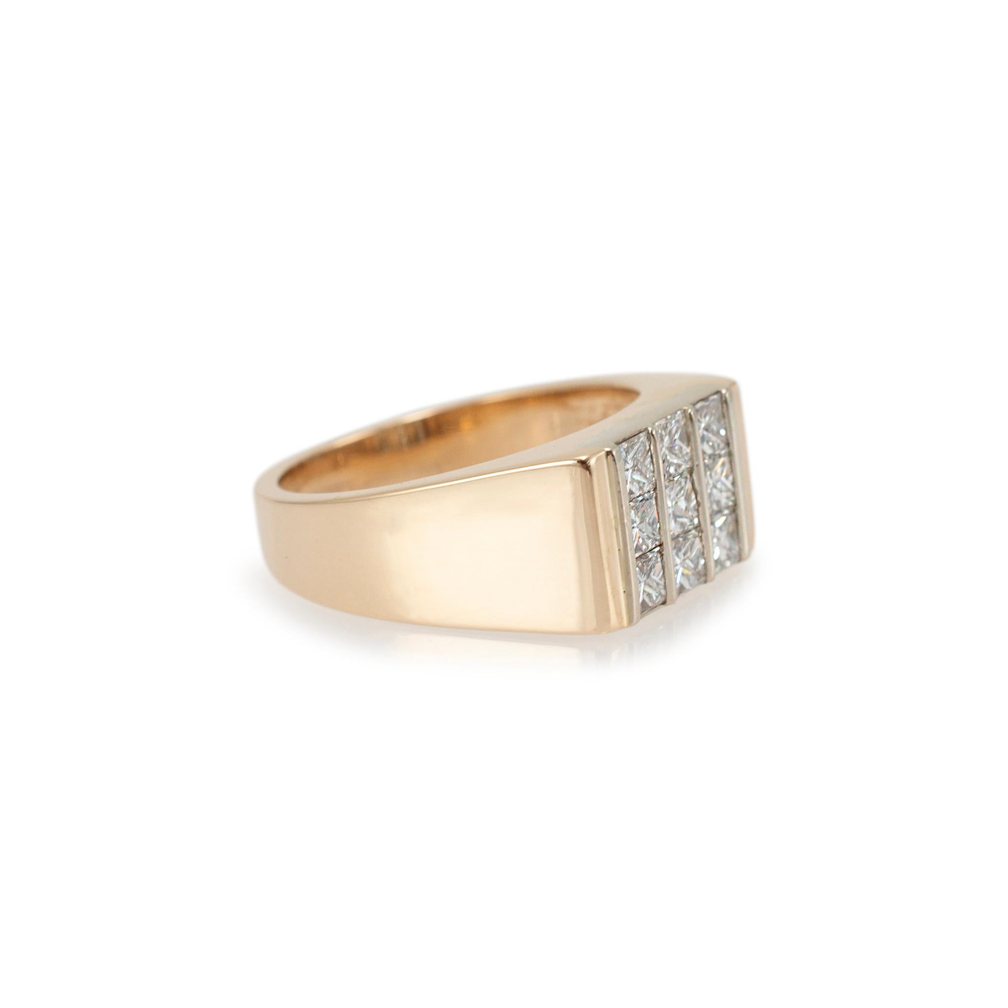 Men's Men’s 14K Yellow Gold Invisible Set Princess Cut Diamond Band Ring