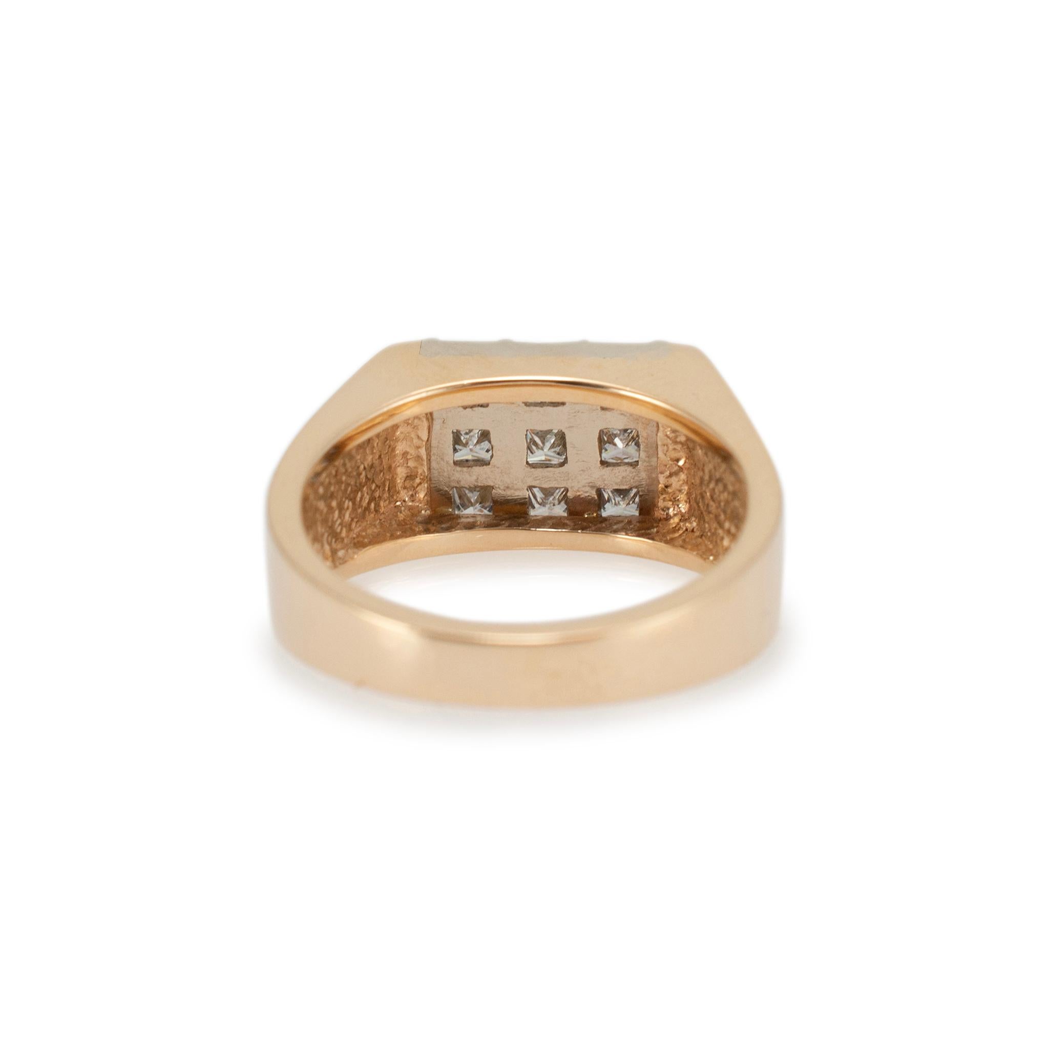 Men’s 14K Yellow Gold Invisible Set Princess Cut Diamond Band Ring 1