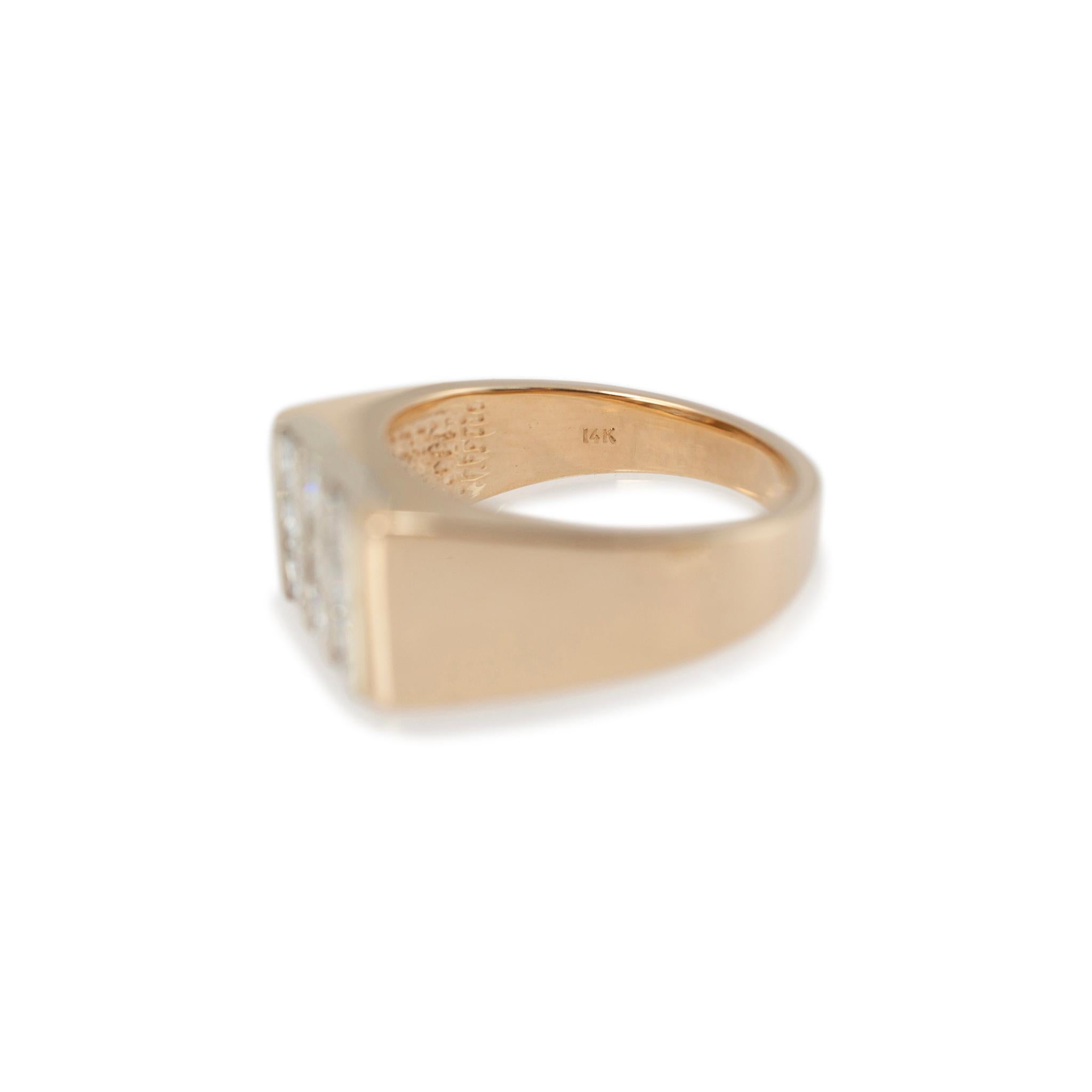 Men’s 14K Yellow Gold Invisible Set Princess Cut Diamond Band Ring 2