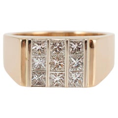 Men’s 14K Yellow Gold Invisible Set Princess Cut Diamond Band Ring
