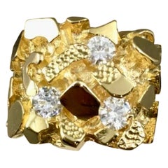 Herren 14 Karat Gelbgold Nugget & Diamant 1,00 Karat  Ring