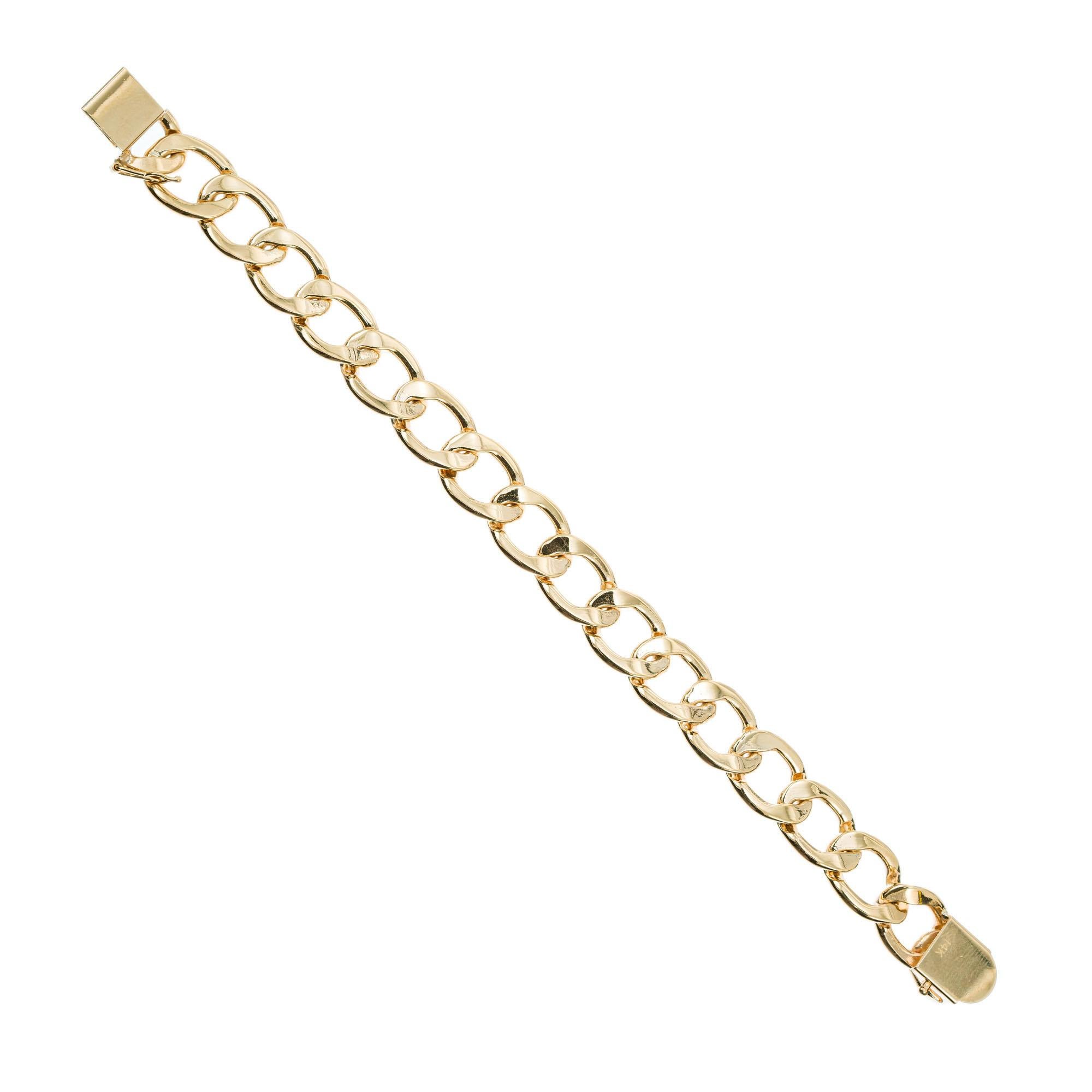 Mens 14k Yellow Gold Oval Link Bracelet In Good Condition In Stamford, CT