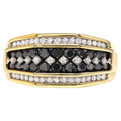 Herren 14K Gelbgold über Silber 1 1/2 Ct Treated Diamond Cluster Ring