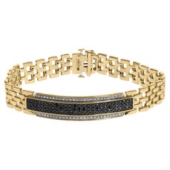 Bracelet homme en or jaune 14K sur argent avec diamant noir et blanc de 1,0ct A Link