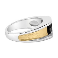 Herrenring aus versilbertem 14-karätigem Gelbgold mit rundem schwarzem Diamanten (1,0 Cttw)