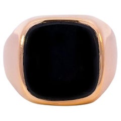 Men's 14k Yellow Gold Signet Onyx Cocktail Ring