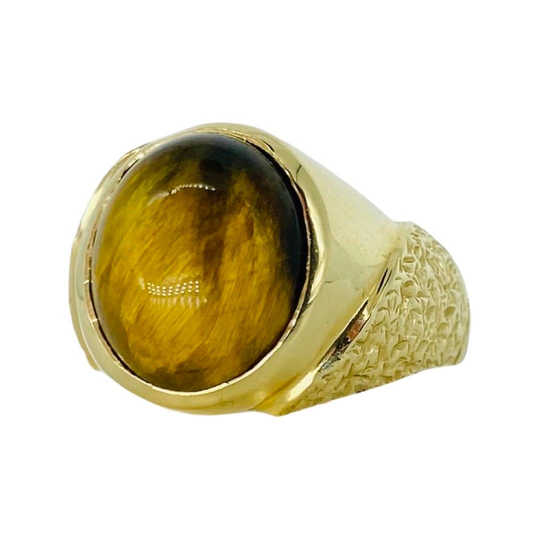 Men's 14K Gold 14mm Tiger Eye Ring Size 9.25
Tiger eye stone brings good luck to the wearer. It's a powerful stone that can focus the mind and it is also useful for healing psychosomatic illnesses, dispelling fear and anxiety. In other words, it's a