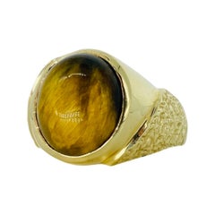 Men's 14mm Tiger Eye Ring 14K Gold