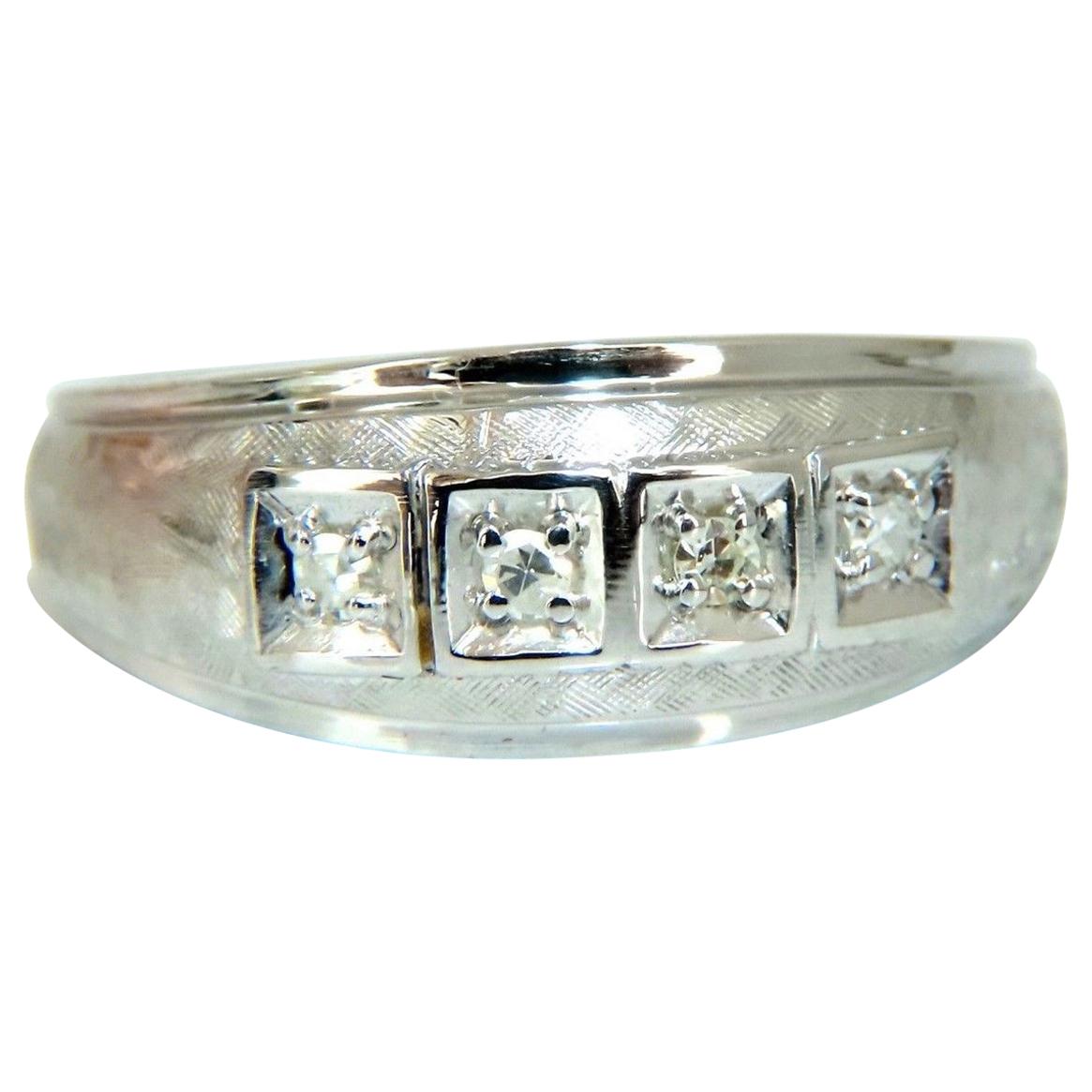 Men’s .15 Carat Natural Round Cut Diamonds Wide Band Bead 14 Karat*