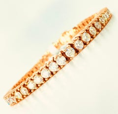Men’s 15.00 Carat Total Weight Diamonds Tennis Bracelet Rose Gold