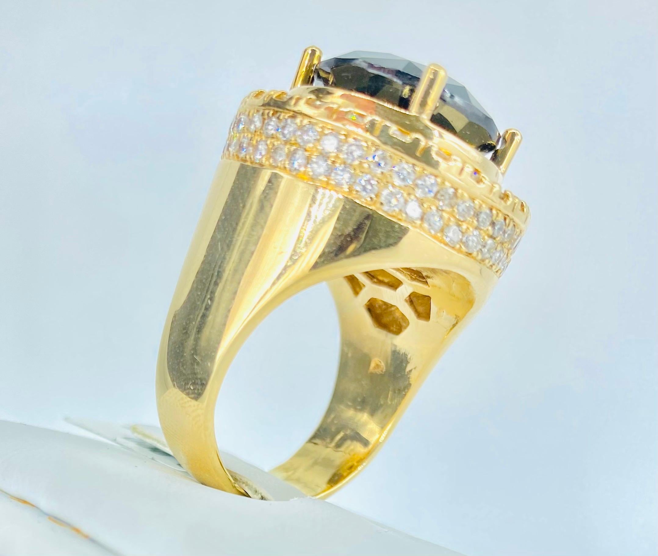 Taille ronde Bague homme 16.25mm Onyx noir 4.00 Carat Diamants BIG Statement Ring en vente