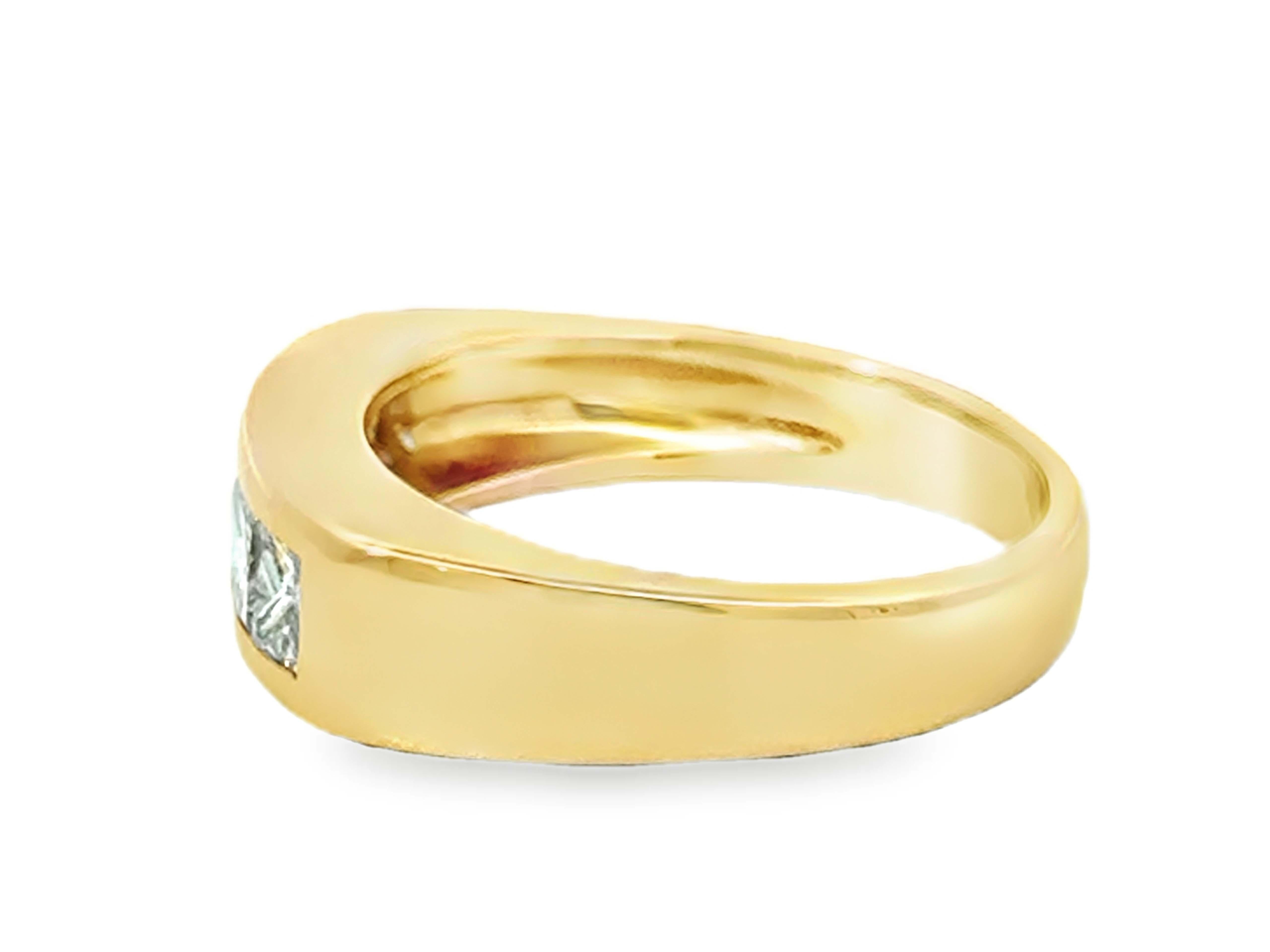 Mens 1.75 Carat Princess Cut Channel Set Diamond Band Ring 14K Yellow Gold For Sale 1