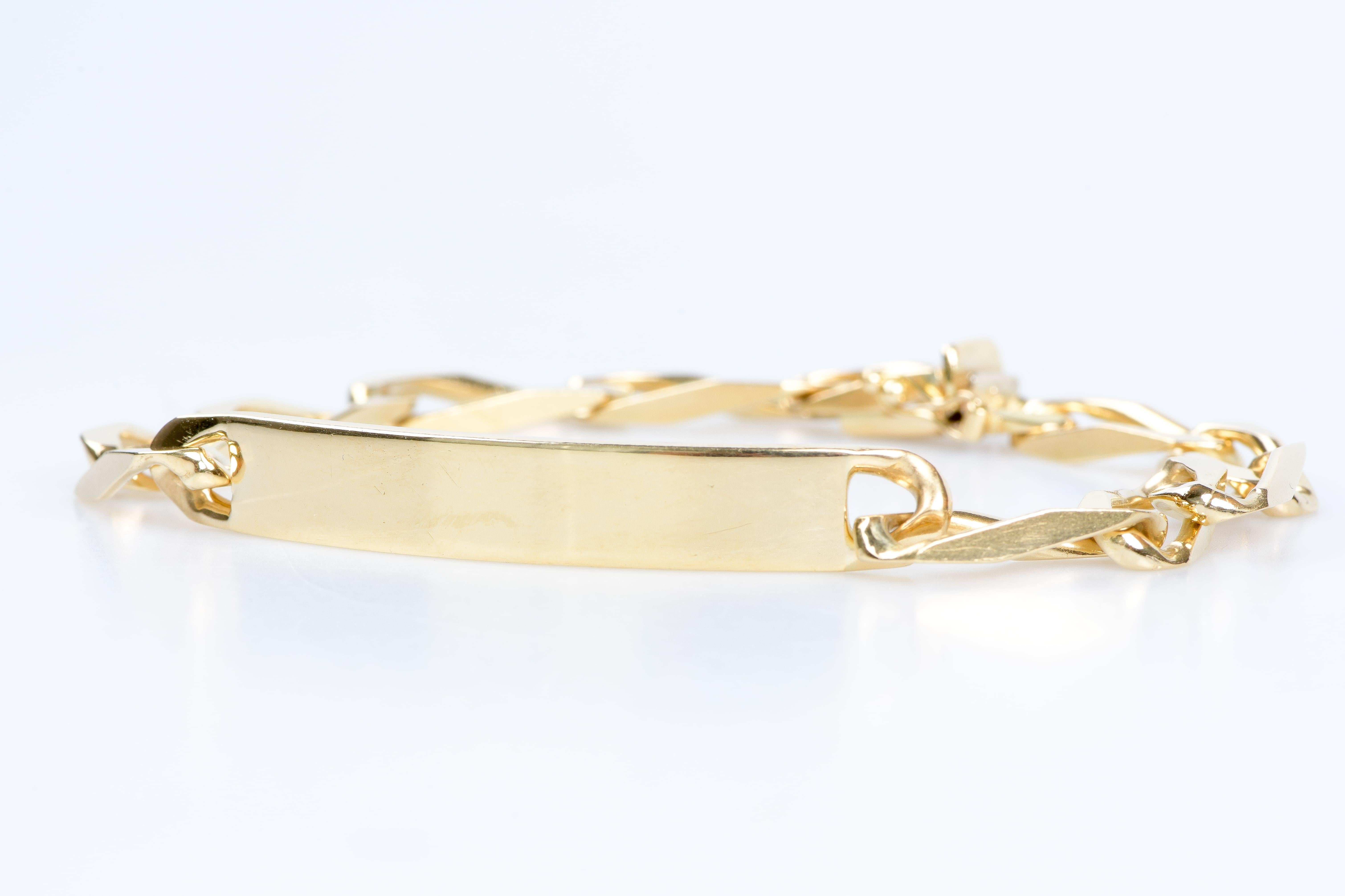 Men’s 18 carat yellow gold bracelet in chain link mesh In Excellent Condition For Sale In Monte-Carlo, MC