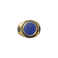 Men’s 18 Karat Yellow Gold and Blue Lapis Ring