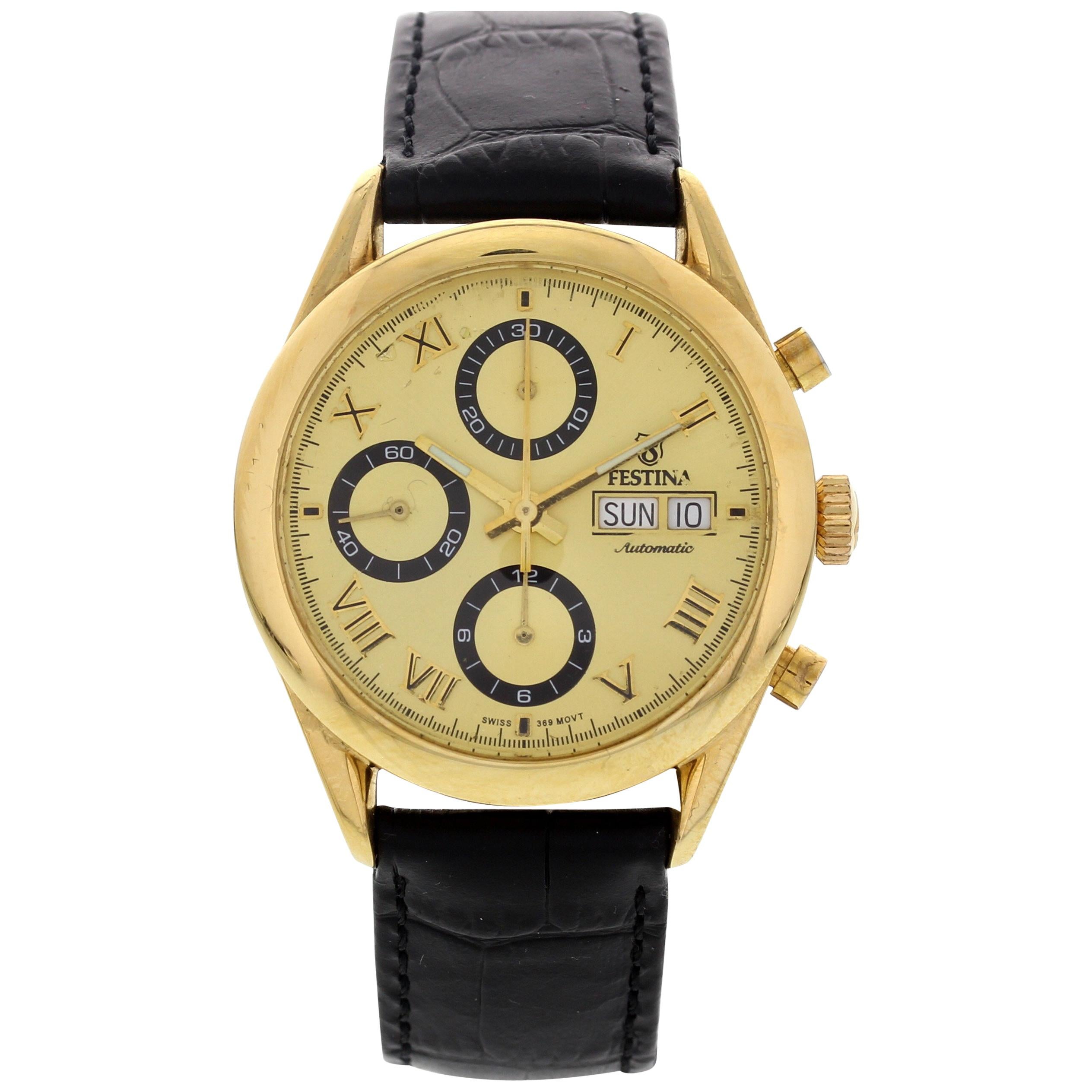 ik heb honger Architectuur winnaar Men's 18 Karat Yellow Gold Festina Chronograph Automatic For Sale at  1stDibs | festina gold 18k watches, festina 18k gold watch, festina 18k  solid gold watch