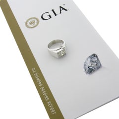 Men's 18K Gold 1.17ct GIA Old European Diamond Solitaire Brushed & Polished Ring