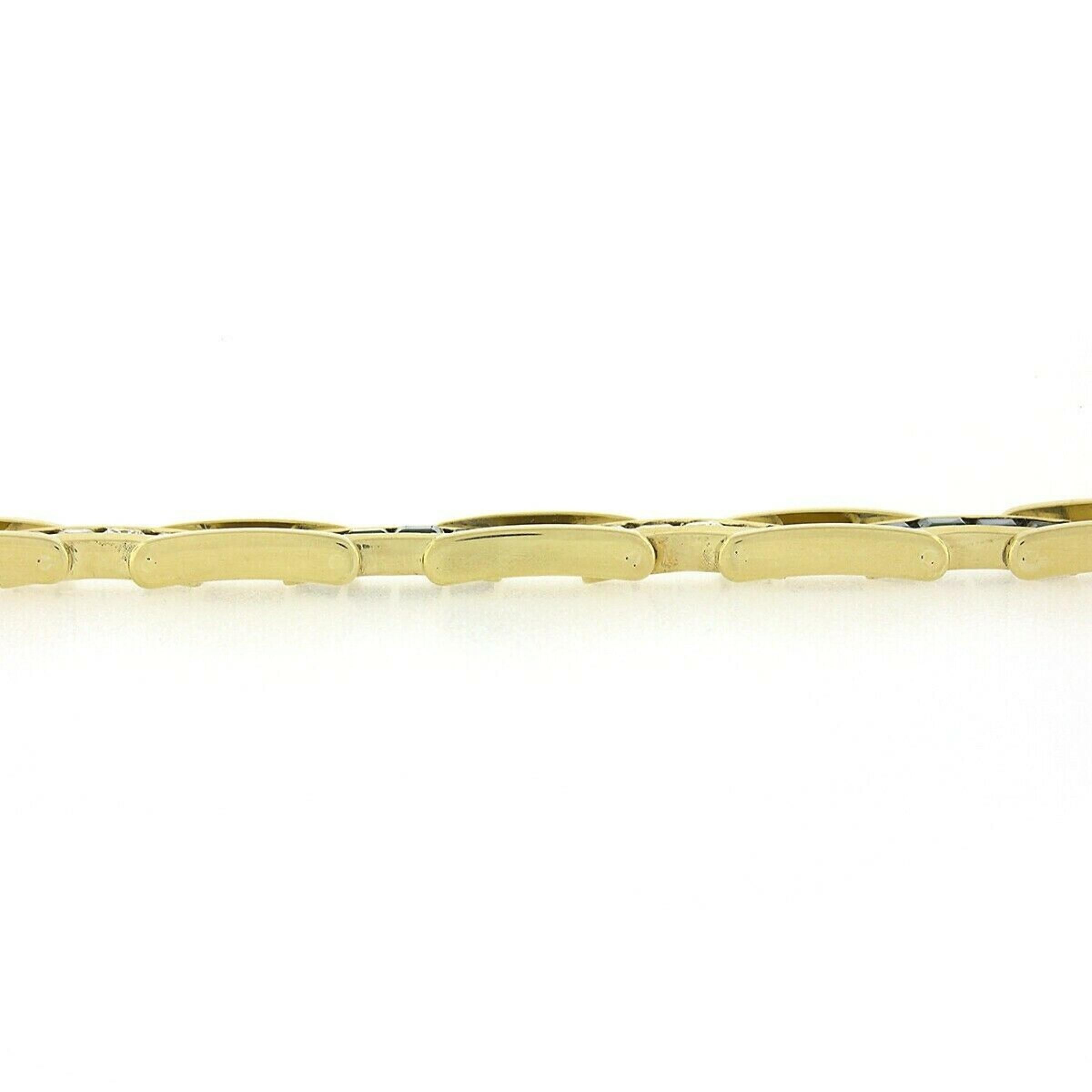Men's 18k Gold 9.60ct GIA No Heat Sapphire & Round Diamond Channel Link Bracelet 2