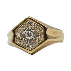 Men’s 18K Gold Hexagonal 0.44tcw Diamond Ring