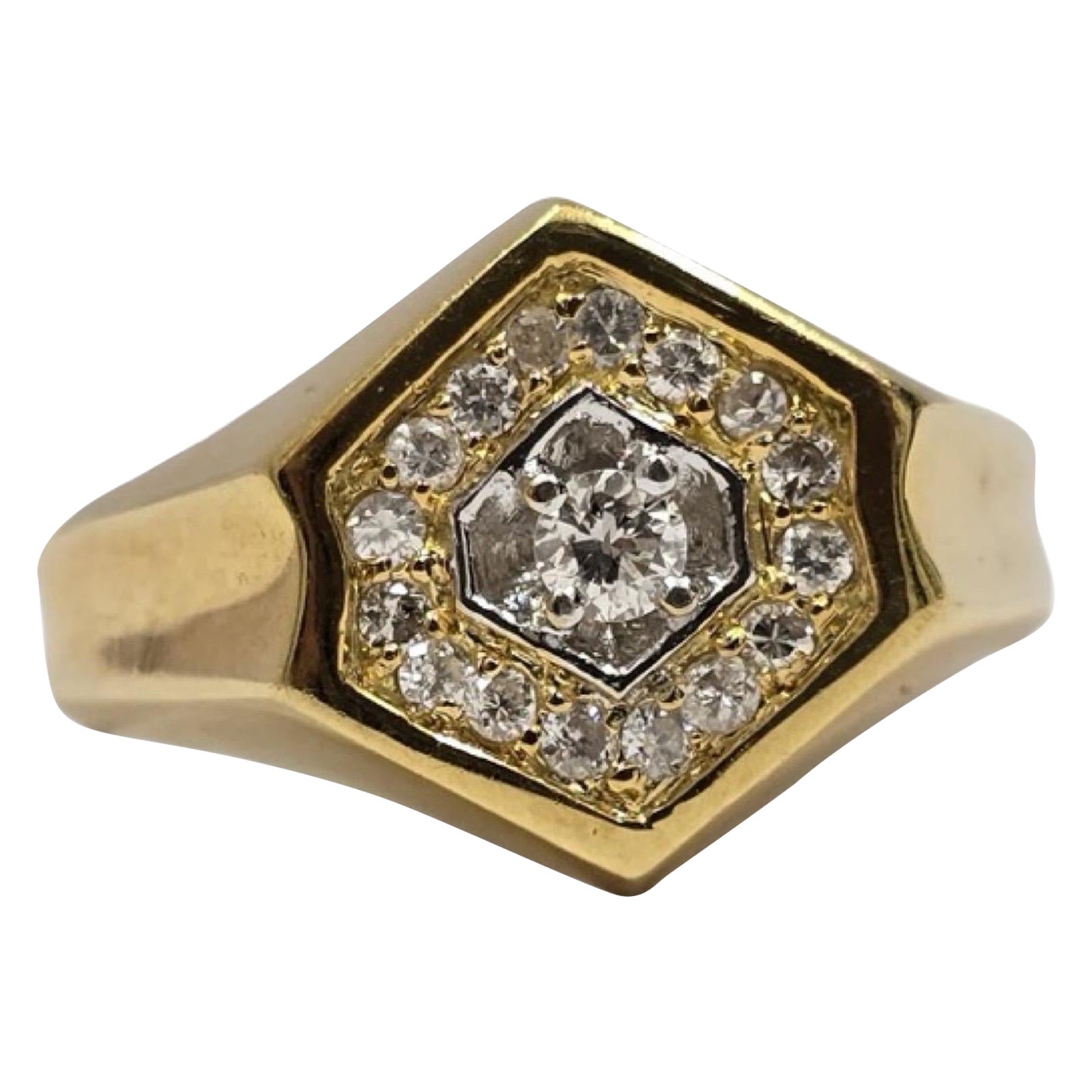 Herren 18K Gold Sechseckiger 0.44tcw Diamant Ring