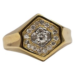 Men’s 18K Gold Hexagonal 0.44tcw Diamond Ring
