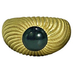 Men's 18K Gold Tiffany & Co. Schlumberger Onyx Cabochon Ring
