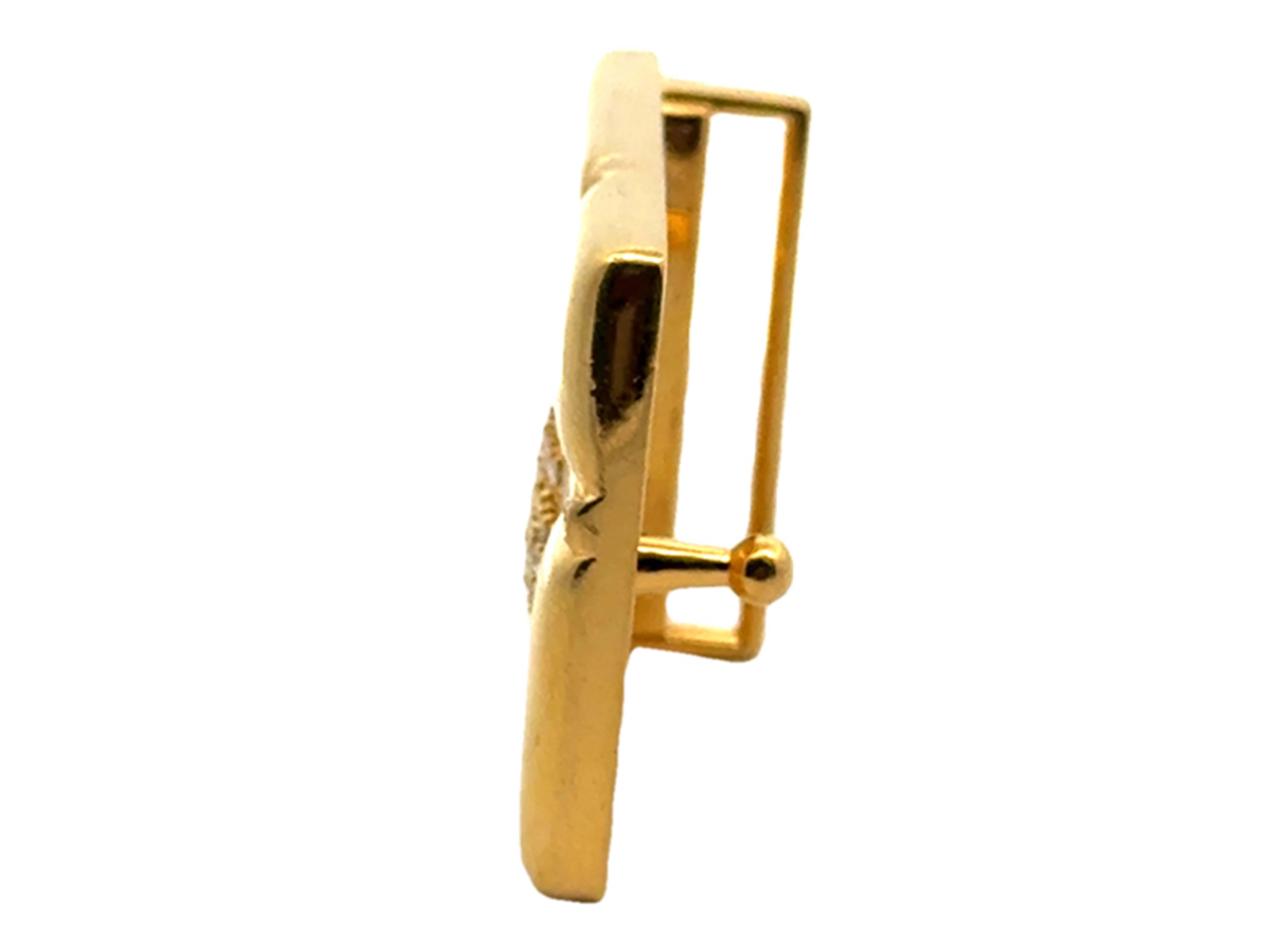 Men's Mens 18k Solid Yellow Gold and 2.5 Carat Diamond Belt Buckle For Sale