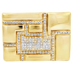 Hebilla de cinturón para caballero de oro amarillo macizo de 18 quilates y diamantes de 2,5 quilates