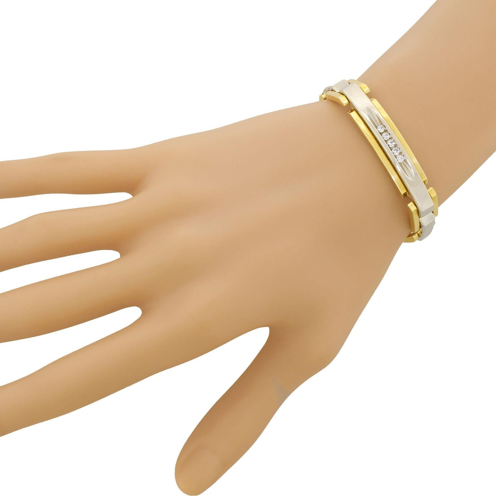 Modern Men’s 18 Karat White Gold Diamond Two-Tone Bracelet 55.8G by Birks 8.25 Wrist