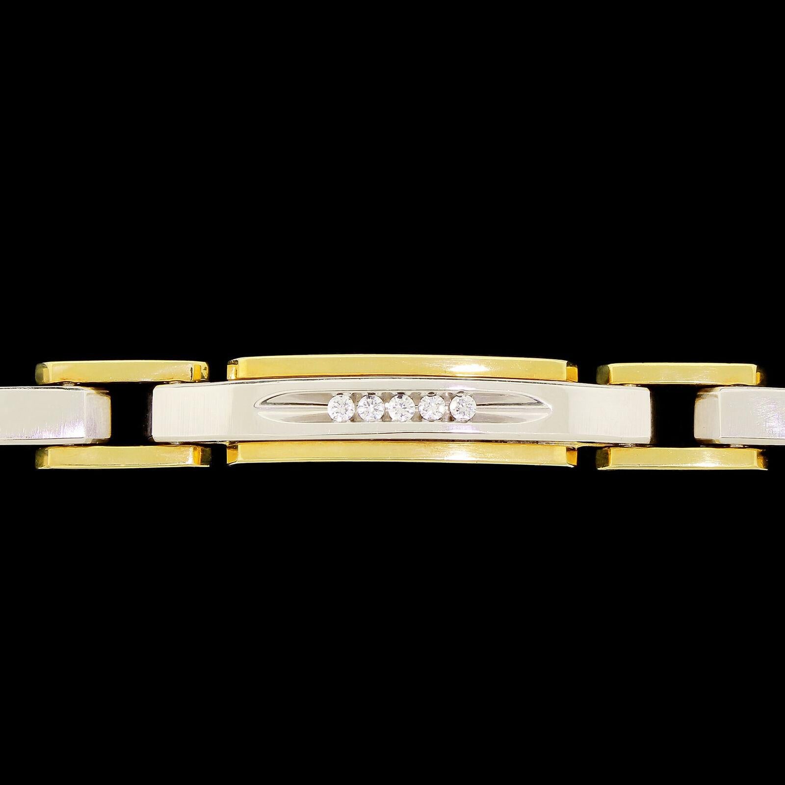 Round Cut Men’s 18 Karat White Gold Diamond Two-Tone Bracelet 55.8G by Birks 8.25 Wrist