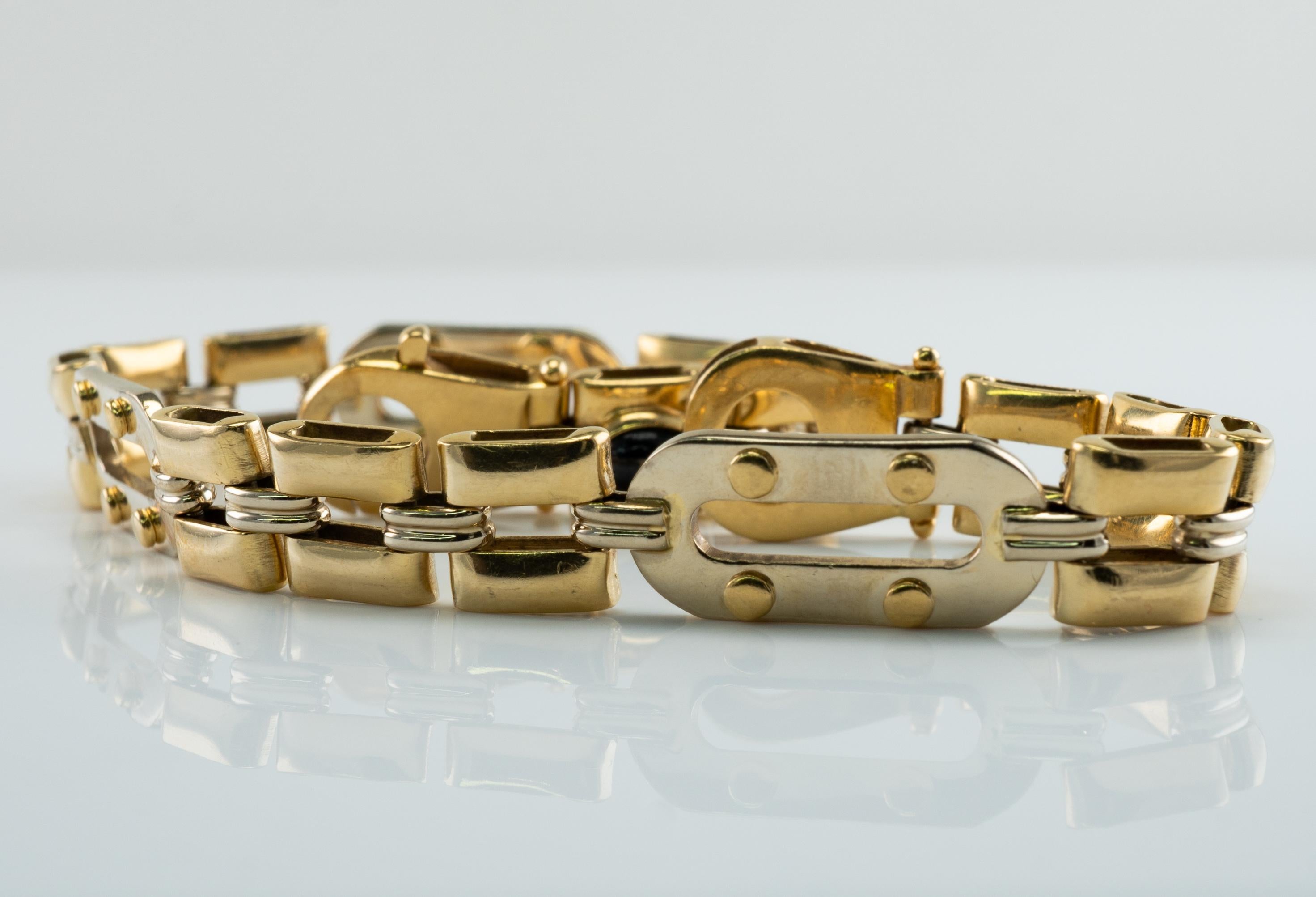 Pulsera para hombre de oro amarillo y blanco de 18 quilates 29 gramos 8,25