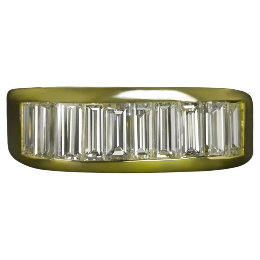 Men’s 18K Yellow Gold 1.5 Carat Diamond Baguette Band Channel Set