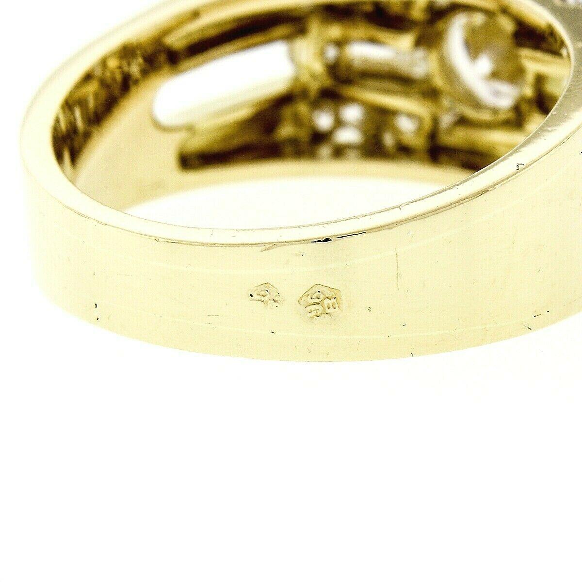 Men's 18k Yellow Gold 1.60ctw Round Brilliant & Baguette Cut Diamond Band Ring 2