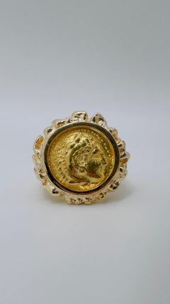 Men’s 18K Yellow Gold Alexander the Great Coin Ring