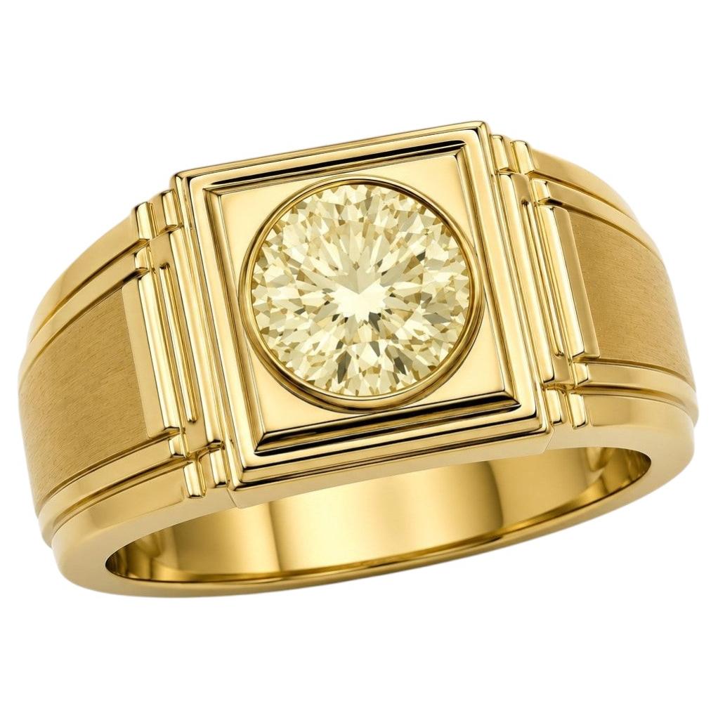 Anello da uomo in oro giallo 18 carati con diamanti da 7,20 carati, colore U, purezza VS2
