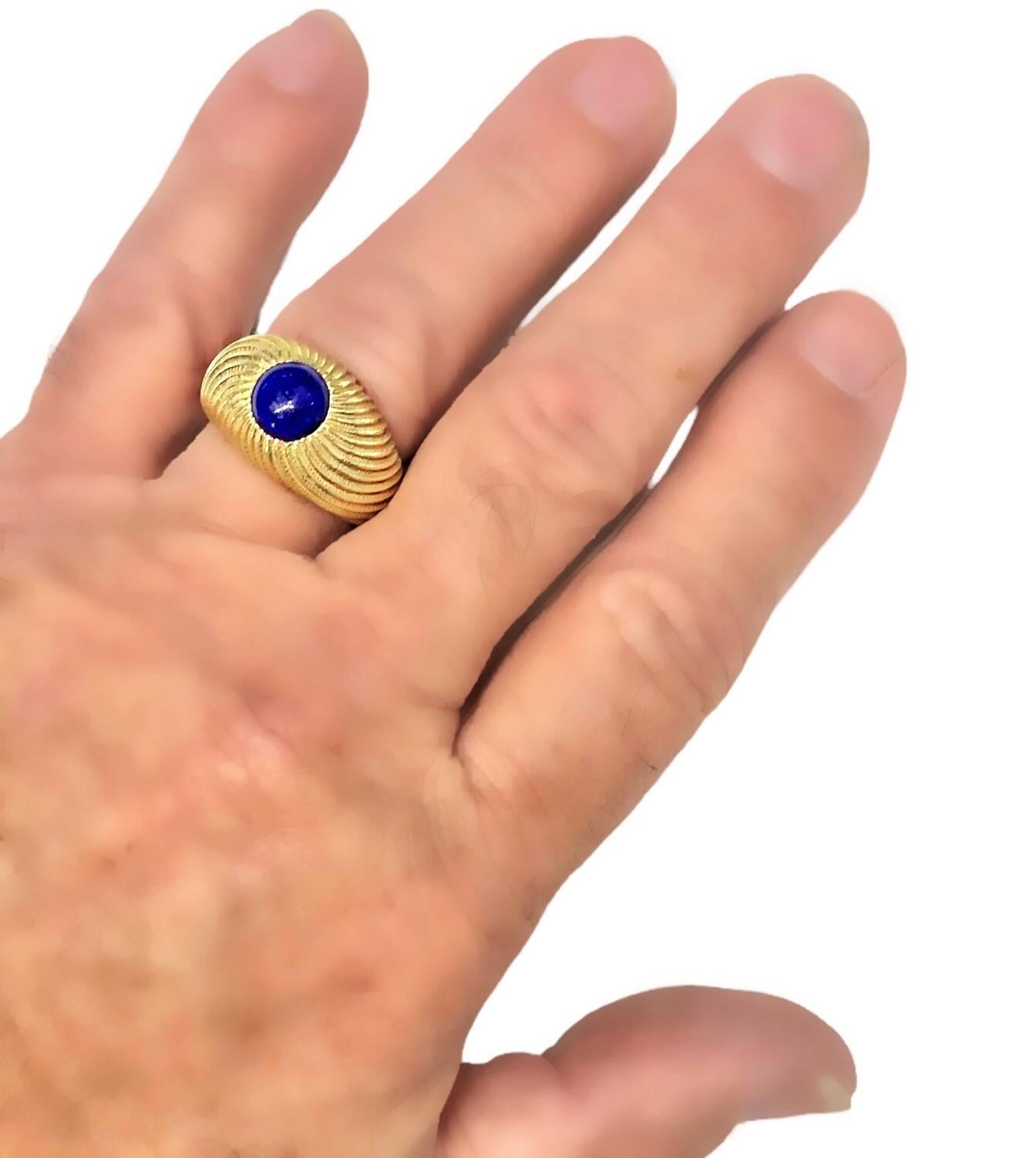 Mens 18k Yellow Gold and Lapis-Lazuli Tiffany Schlumberger Ring For Sale 3