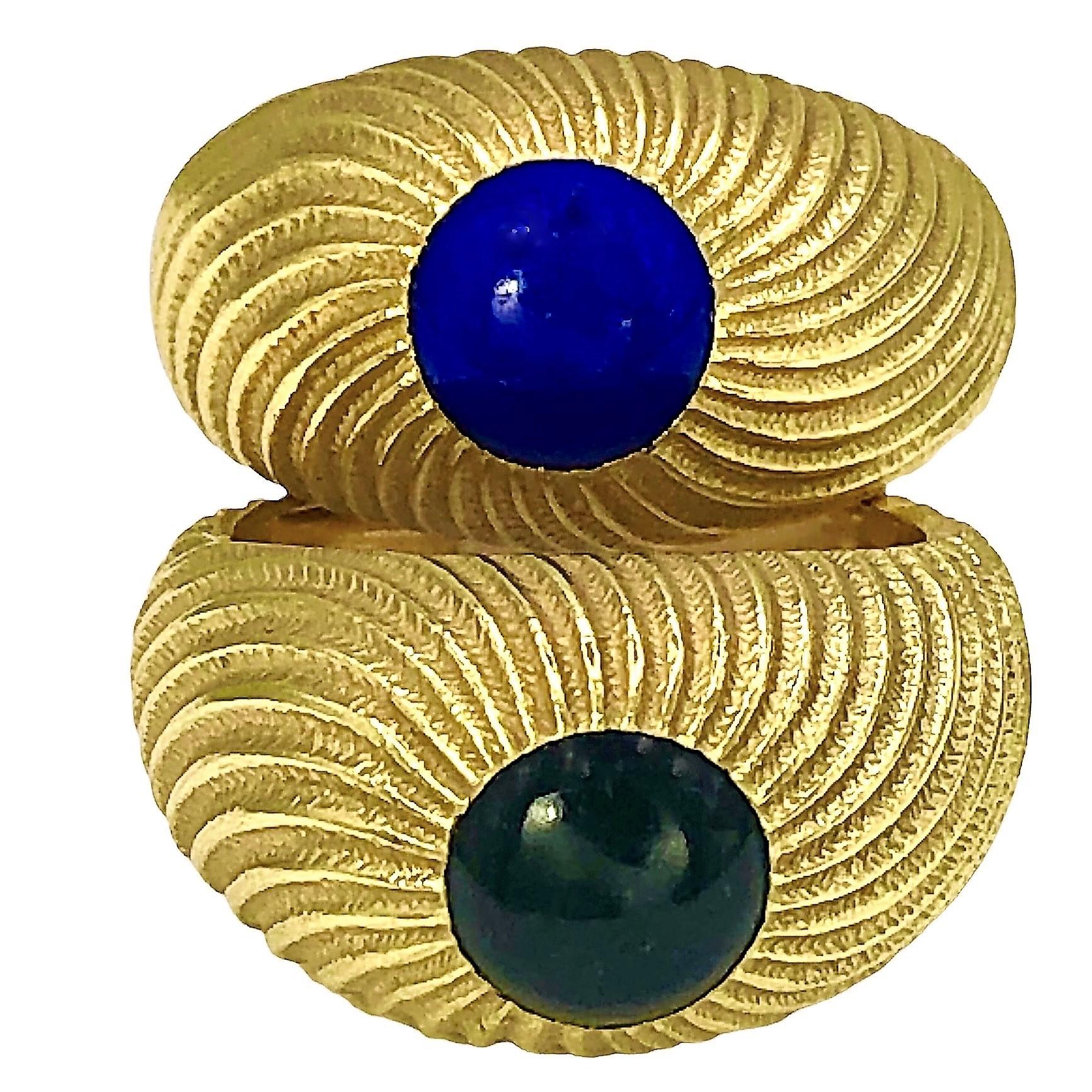 Mens 18k Yellow Gold and Lapis-Lazuli Tiffany Schlumberger Ring 2