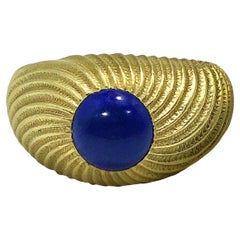 Vintage Mens 18k Yellow Gold and Lapis-Lazuli Tiffany Schlumberger Ring
