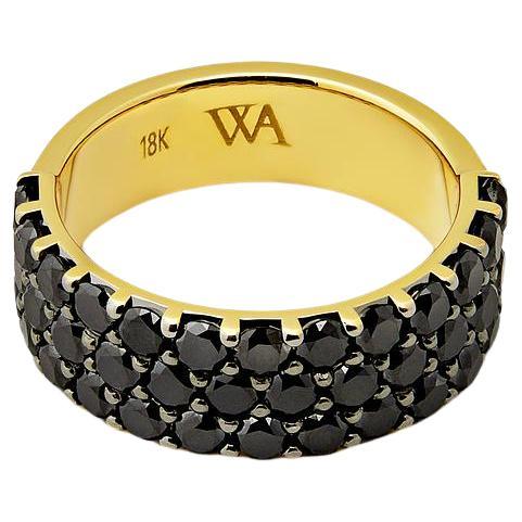 Mens 18k Yellow Gold Ring with Black Diamonds en venta